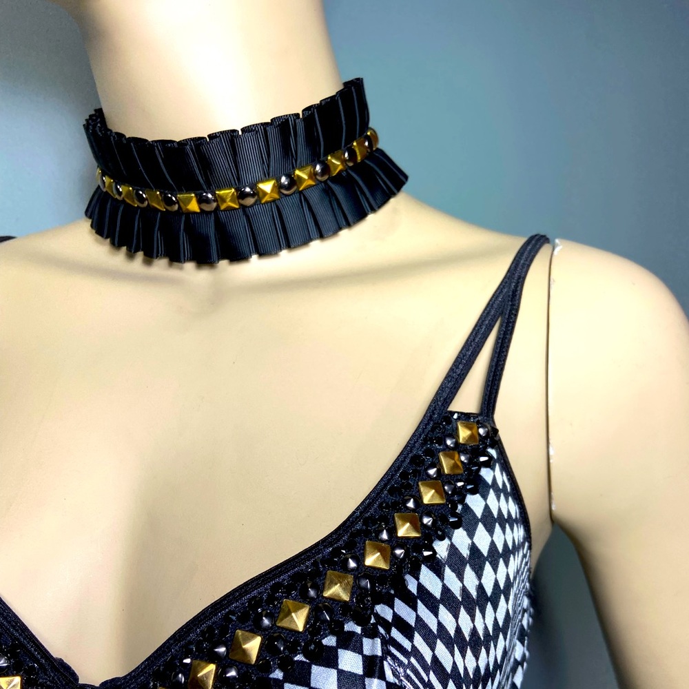Xanadu Designs, One of a kind,Handmade, Ruffle with stud trim ,sexy choker